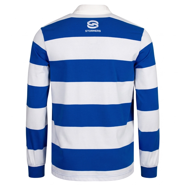 Stormers Adults Heritage Rugby Shirt Long Sleeve 26/27 Royal Blue - Back View