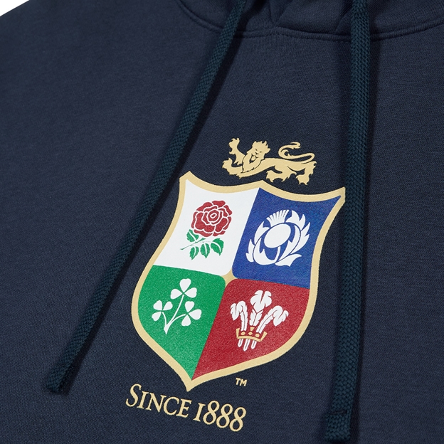 British & Irish Lions Mens Travel Hoodie 2027 Obsidian - Close-up