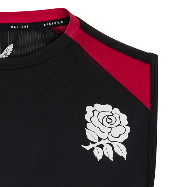 England Mens Performance Vest 26/27 Castore Black - RFU Rose