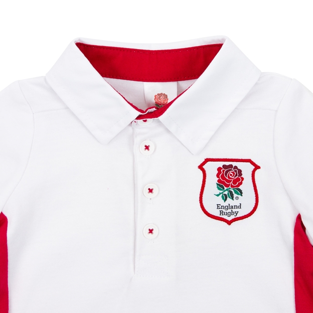 Babies England Classic Rugby Shirt White L/S - Collar