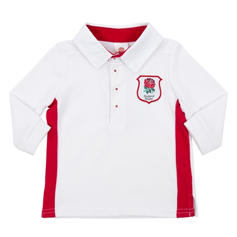 Babies England Classic Rugby Shirt White L/S - Front