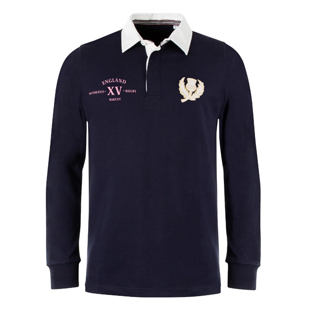 Scotland Adults Classic XV Heavyweight Rugby Shirt Long Sleeve Navy - Front