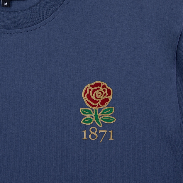 England 1871 Pure Cotton T-Shirt - Petrol Blue