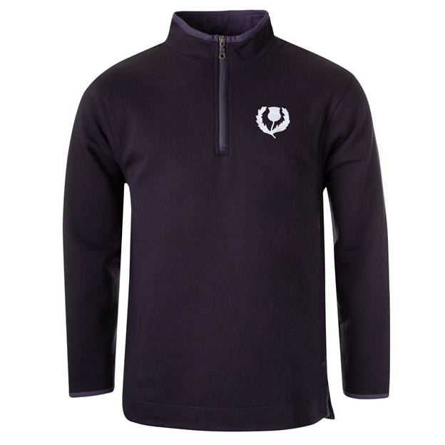 Scotland Mens Classic 1/4 Zip Sweatshirt Navy - Front