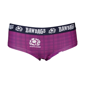 Bawbags Womens Scotland Rugby Cool De Sacs Briefs Heather Tartan - Front