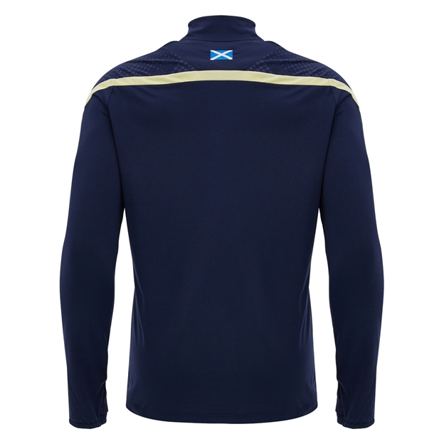 Scotland Mens Training 1/4 Zip Top 26/27 Navy and Sand - Back View