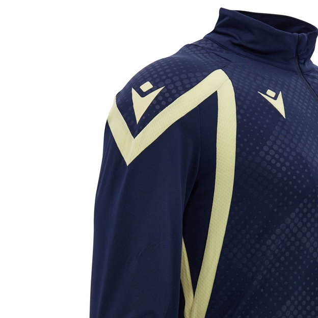 Scotland Mens Training 1/4 Zip Top 26/27 Navy and Sand - Sleeve Close-up
