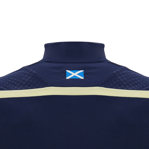 Scotland Mens Training 1/4 Zip Top 26/27 Navy and Sand - Scotland Flag Detail