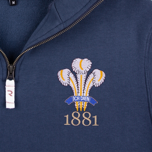 Wales 1881 Pure Cotton Half Zip Sweatshirt - Petrol Blue