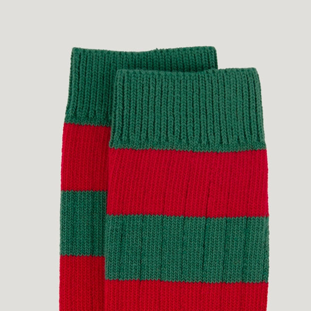 Heritage Pure Cotton Striped Socks - Red/Green