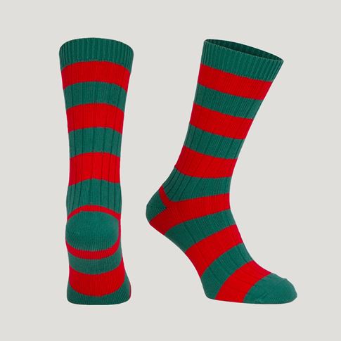 Heritage Pure Cotton Striped Socks – Red/Green