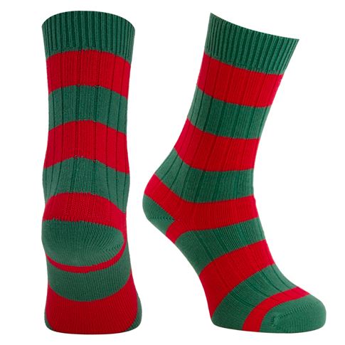 Rugby 1823 Striped Socks Red/Green - Front View