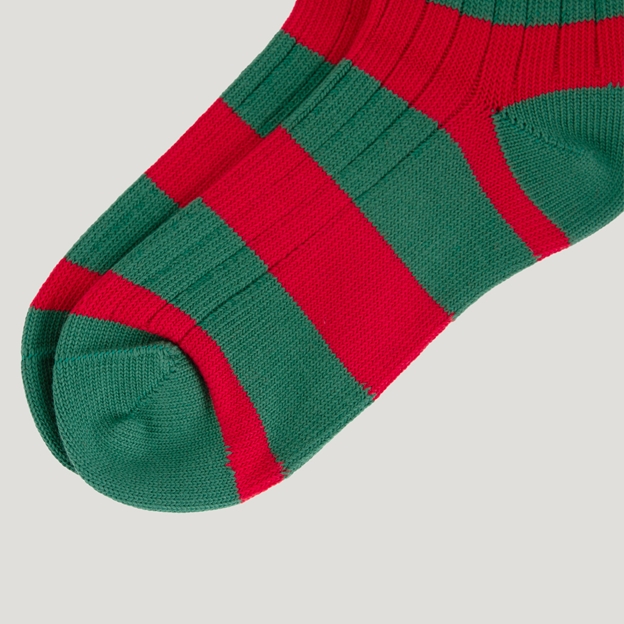 Heritage Pure Cotton Striped Socks - Red/Green