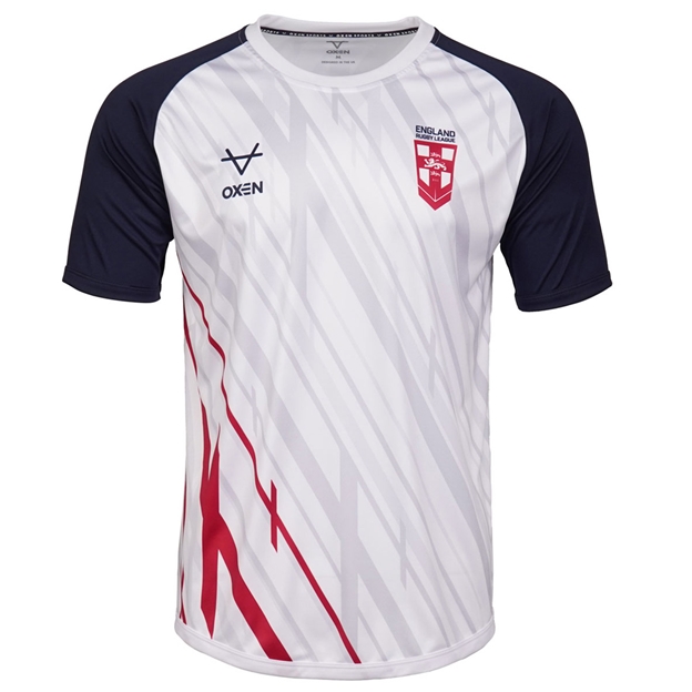 England Mens Rugby League World Cup Warm Up T-Shirt 2026 White - Front View