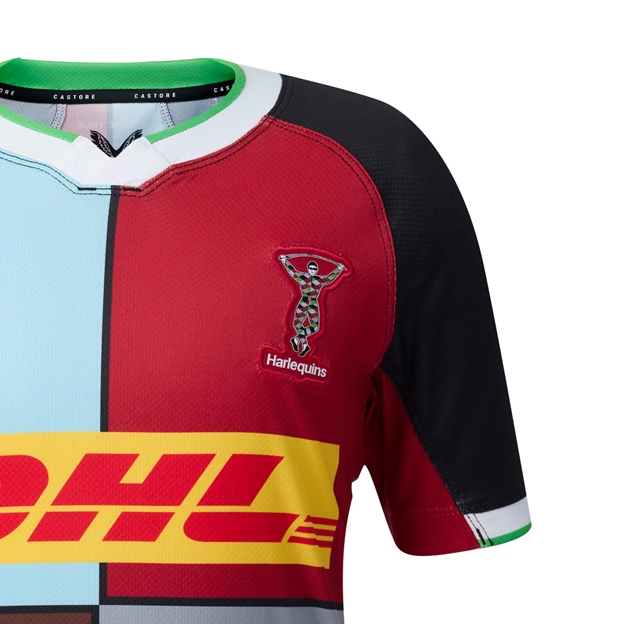 Harlequins Womens Home Rugby Shirt 26/27 Black - Harlequins Logo Close-up
