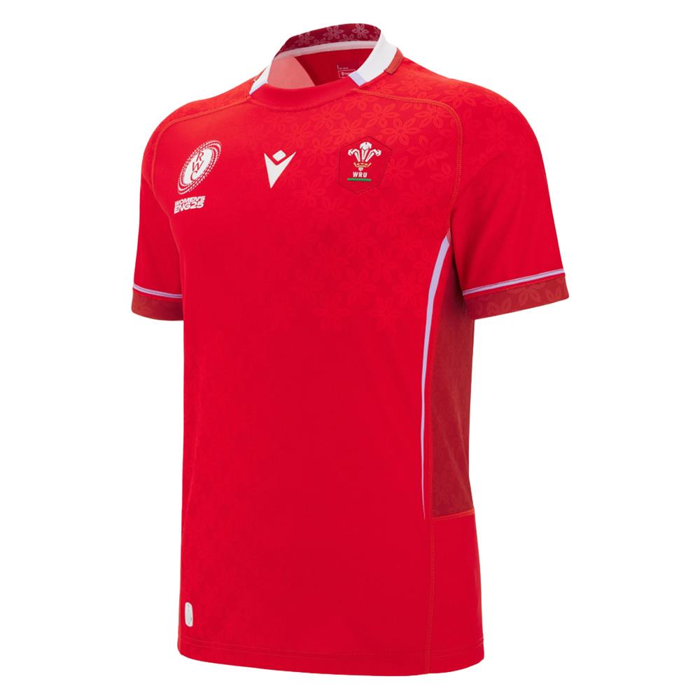 Welsh Rugby Top Designer Wales Mens WRWC 2025 Home Rugby Shirt 25/26 - Red | Rugbystore