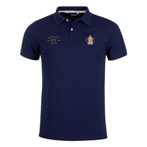 Scotland Mens Cup Winners 2026 Polo Shirt Navy - Front