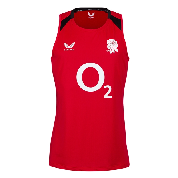 England Mens Performance Singlet 26/27 Persian Red - Front View