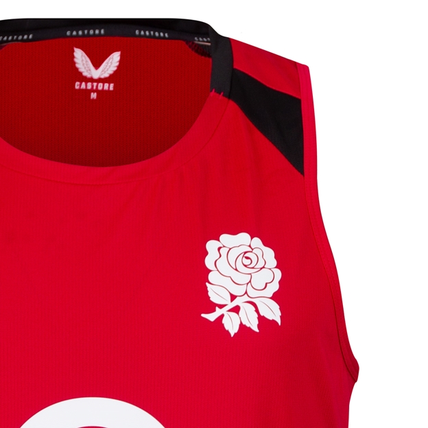 England Mens Performance Singlet 26/27 Persian Red - Rose View