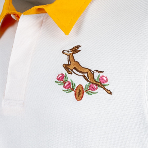 South Africa Springboks Mens Away Rugby Shirt Long Sleeve 25/26 White - Springbok Embroidery