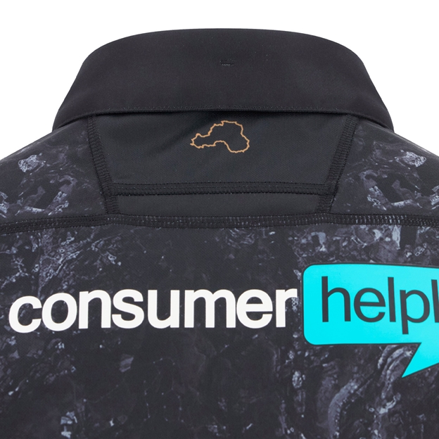 Ospreys Mens Home Rugby Shirt 25/26 Black - Back Sponsor Close-up
