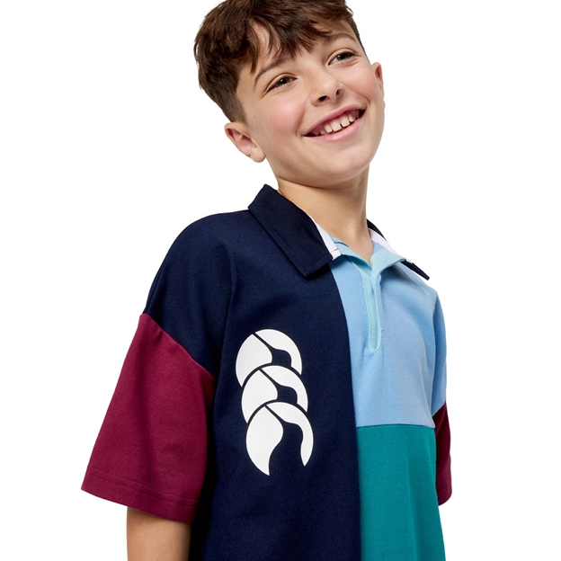 Canterbury Kids Harlequin Shorts Sleeve Rugby Shirt - Multi Colour
