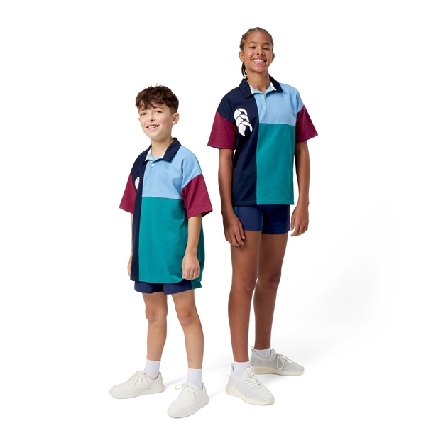 Canterbury Kids Harlequin Shorts Sleeve Rugby Shirt - Multi Colour