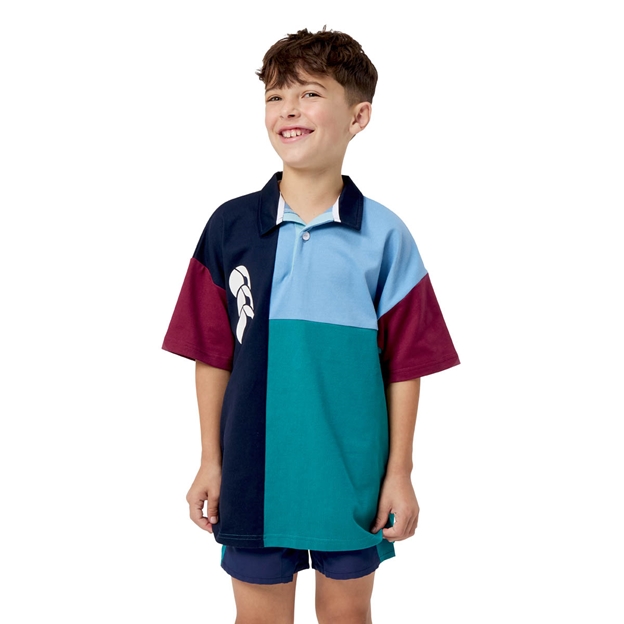 Canterbury Kids Harlequin Shorts Sleeve Rugby Shirt - Multi Colour