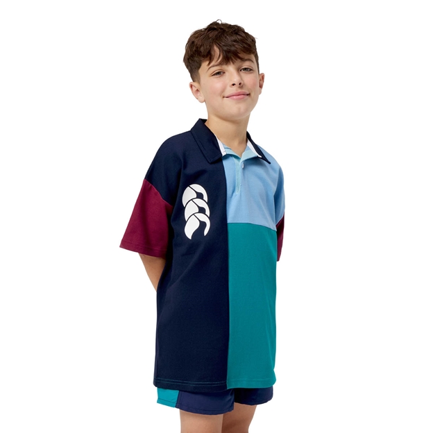 Canterbury Kids Harlequin Shorts Sleeve Rugby Shirt - Multi Colour