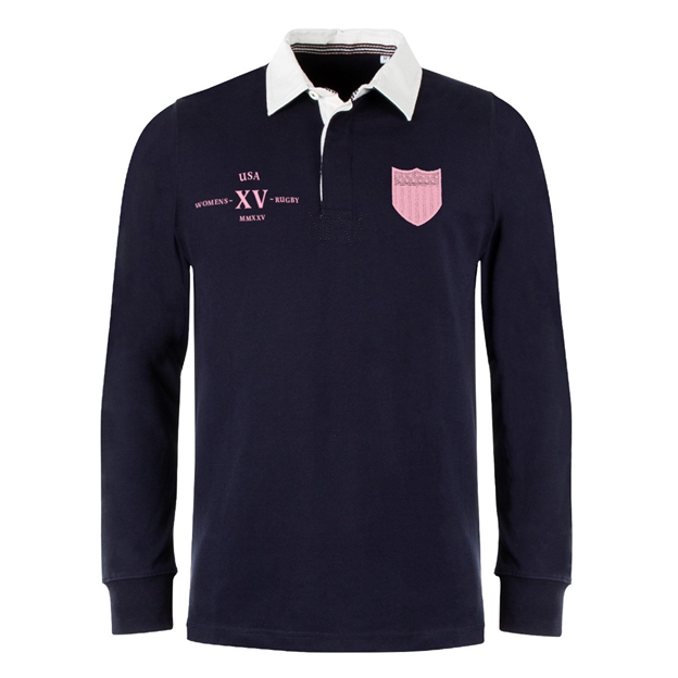 Womens World Cup USA Adults Classic Heavyweight Rugby Shirt Navy - Front