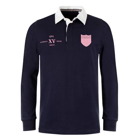 Womens World Cup USA Adults Classic Heavyweight Rugby Shirt Navy - Front Womens World Cup USA Adults Classic Heavyweight Rugby Shirt Navy - Front