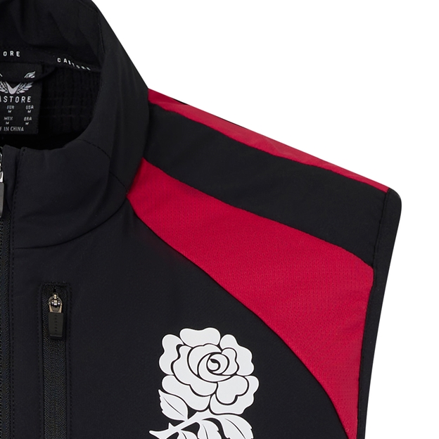 England Adults Performance Lightweight Gilet 26/27 Castore Black - RFU Rose Close-up