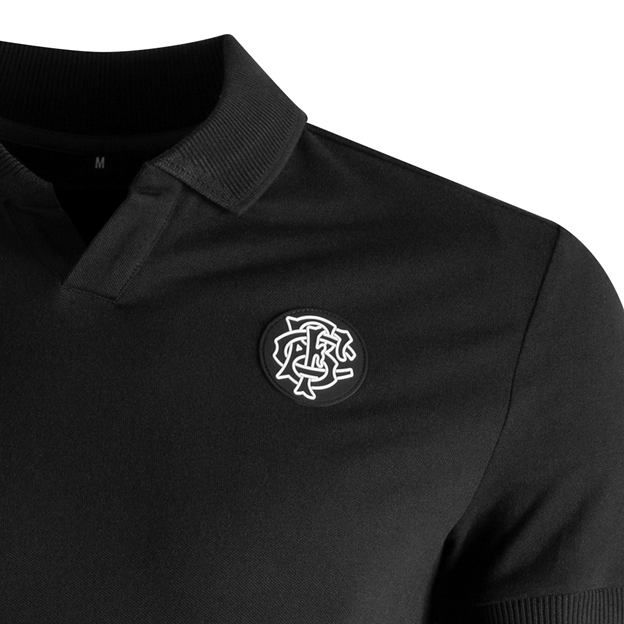 Barbarians Mens Athleisure Cotton Polo 26/27 Black - Monogram Close-up