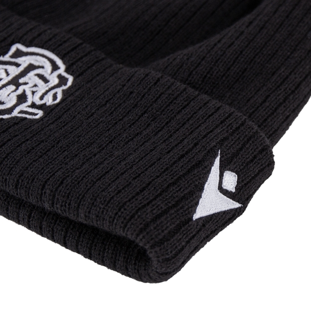 Barbarians Adults Pom Pom Beanie 26/27 Black - Macron Logo Embroidery