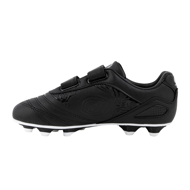 Optimum Kids Razor Velcro Moulded Stud Rugby Boots- Black Silver - Instep