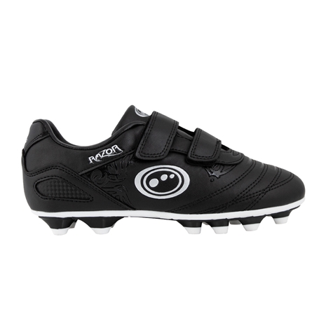 Optimum Kids Razor Velcro Moulded Stud Rugby Boots- Black Silver - Outstep