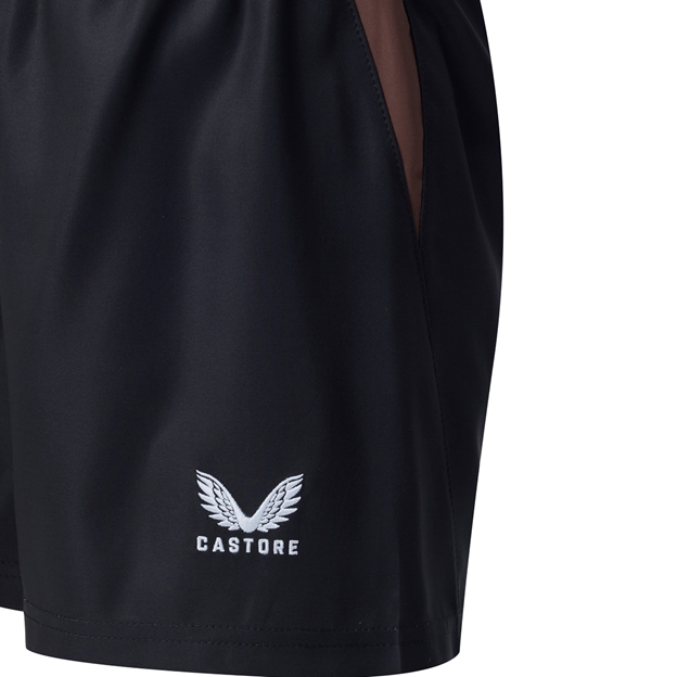 Harlequins Kids Home Rugby Shorts 26/27 Black - Castore Detail Close-up