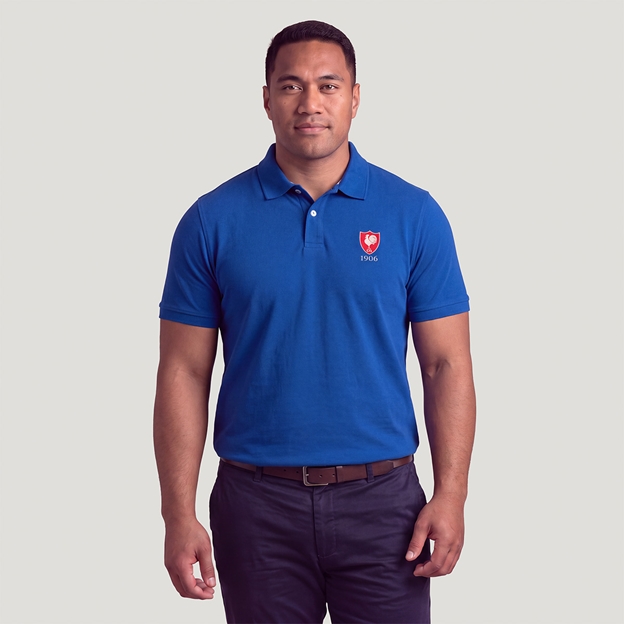 France 1906 Adults Classic Cotton Polo Shirt Royal Blue - Model Front View