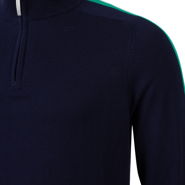 Ireland Mens Glenmuir Tricolour Zip Neck Cotton Sweater - Shoulder