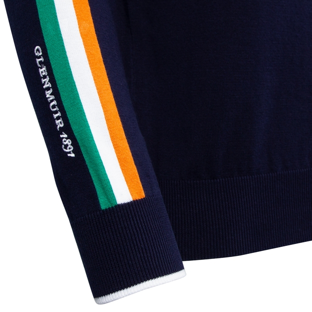 Untitled-3Ireland Mens Glenmuir Tricolour Zip Neck Cotton Sweater - Sleeve