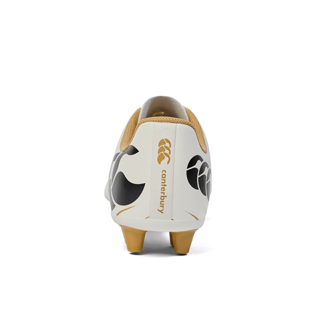 Canterbury Kids Speed Falcon Firm Ground Rugby Boots White - Heel