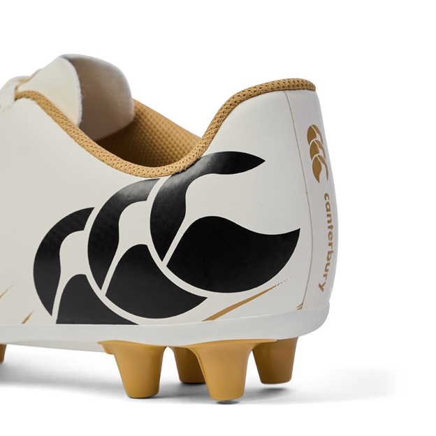 Canterbury Kids Speed Falcon Firm Ground Rugby Boots White - Heel