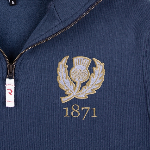 Scotland 1871 Pure Cotton Half Zip Sweatshirt - Petrol Blue
