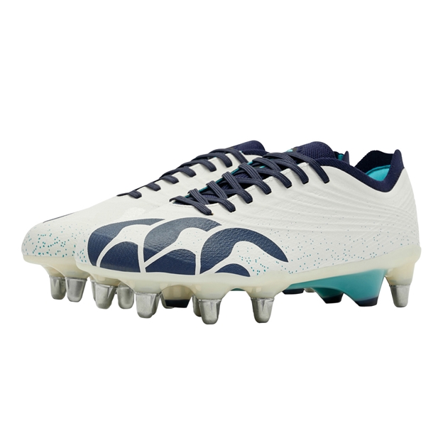 Canterbury Adults Stampede Groundbreak Elite Soft Ground Rugby Boots White - Pair Front