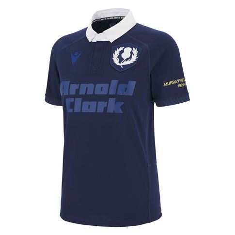 Scotland Womens 1925 Rugby Shirt 25/26 Short Sleeve Navy - Front Scotland Womens 1925 Rugby Shirt 25/26 Short Sleeve Navy - Front