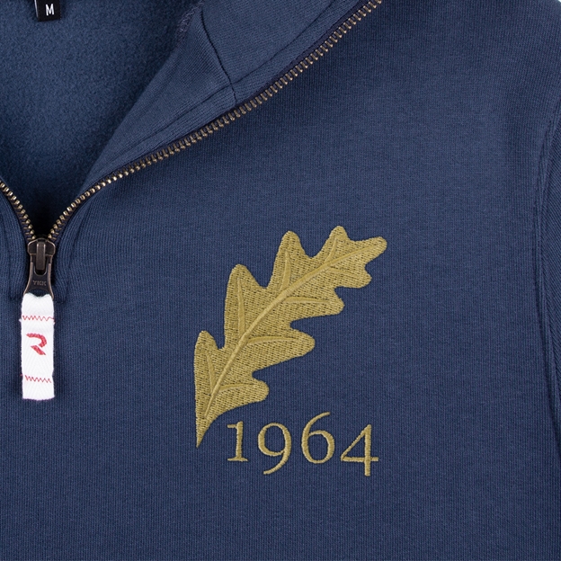 Romania 1964 Pure Cotton Half Zip Sweatshirt - Petrol Blue