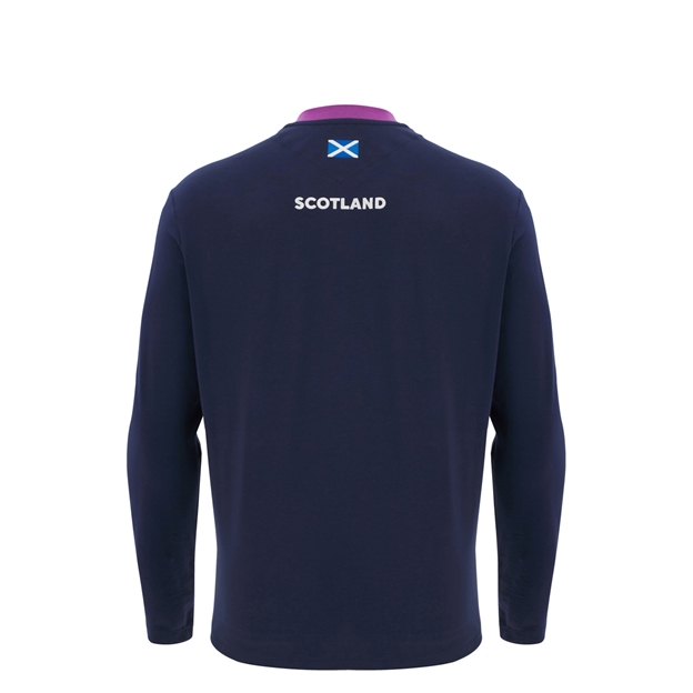 Scotland Junior Athleisure Cotton long Sleeve T-Shirt 25/26 Navy - Back View