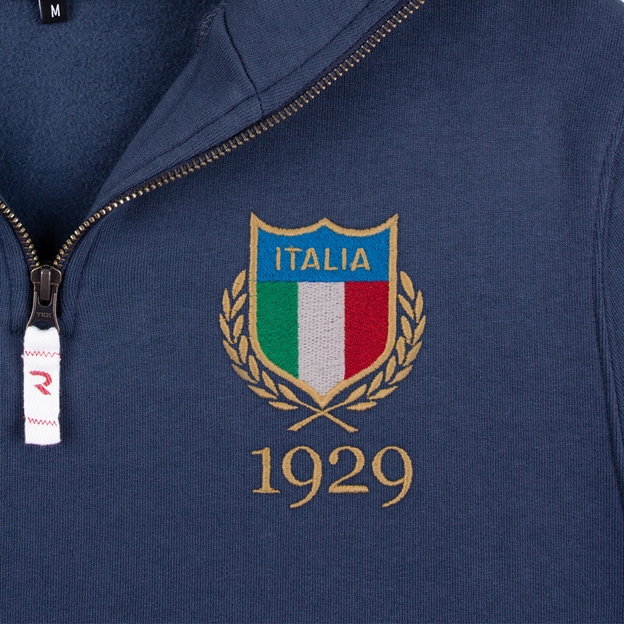 Italy 1929 Pure Cotton Half Zip Sweatshirt - Petrol Blue