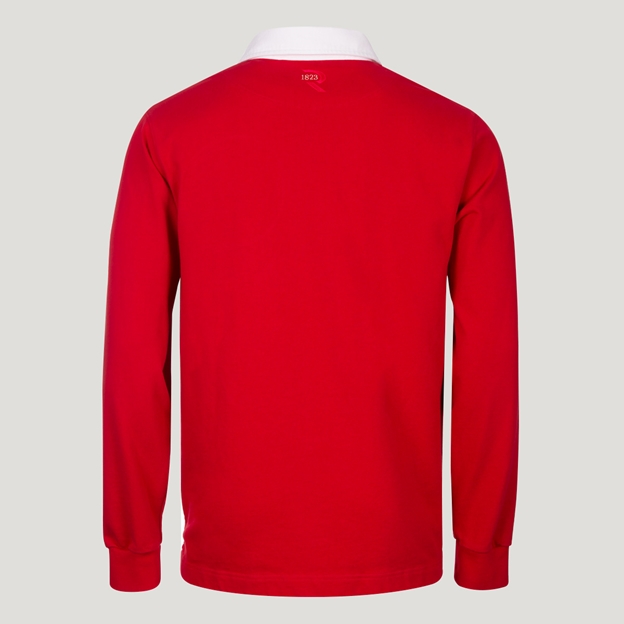 Hong Kong 1886 Mens Long Sleeve Rugby Shirt Red - Back View