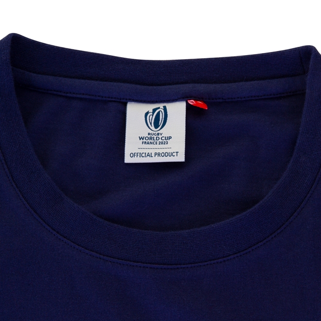 Mens Rugby World Cup 2023 Logo T-Shirt Navy - Neck Close-up